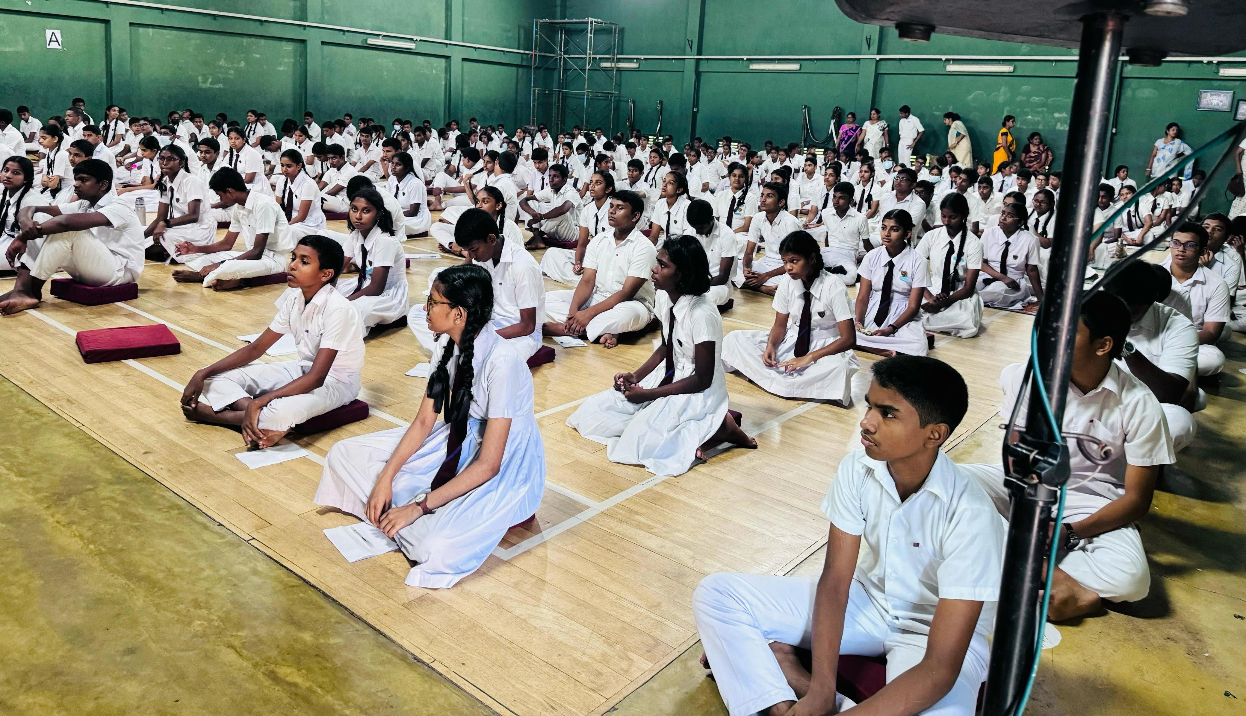 Students seated for the guided meditation program.