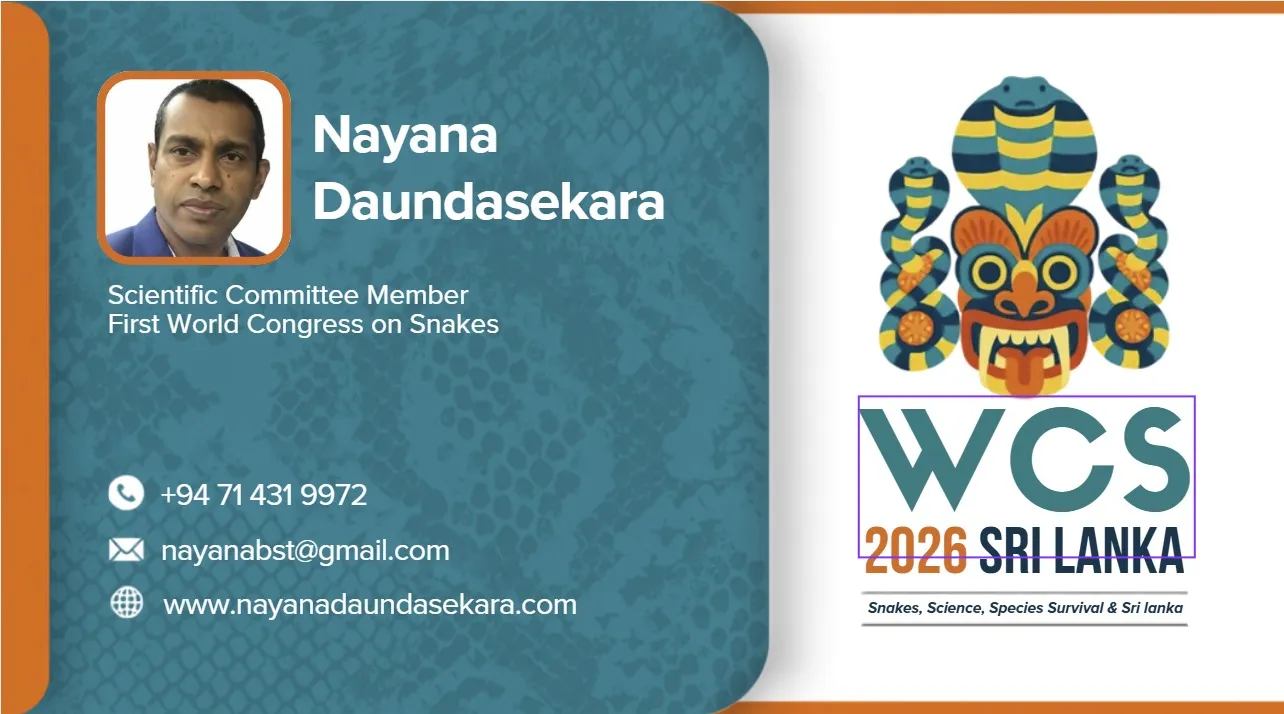 Nayana Daundasekara — Scientific Committee Member, First World Congress on Snakes (WCS 2026, Sri Lanka).